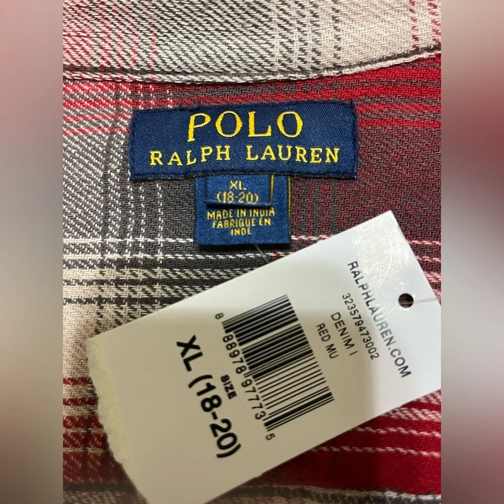 NWT Polo Ralph Lauren BOYS Plaid Brushed Cotton Flannel Shirt Button Down Shirt